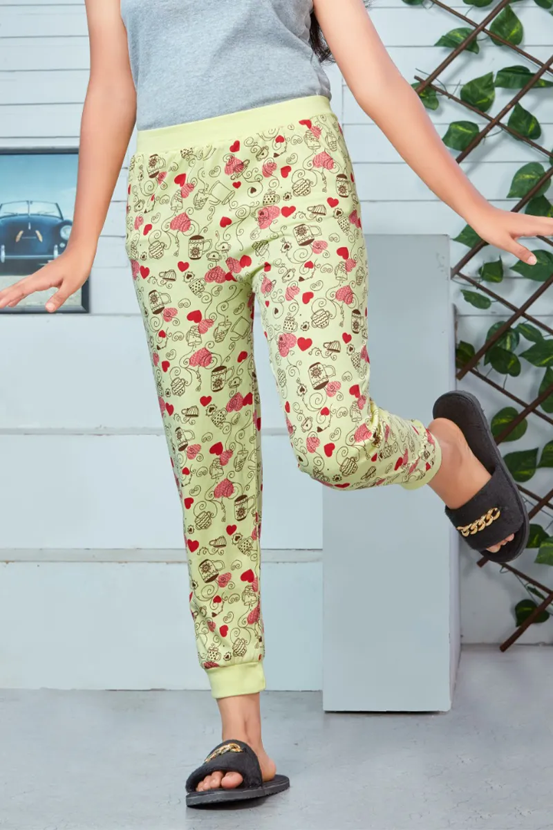 Printed Track Pant for Girls - Lemon Yellow CLGBW0065LEM1112