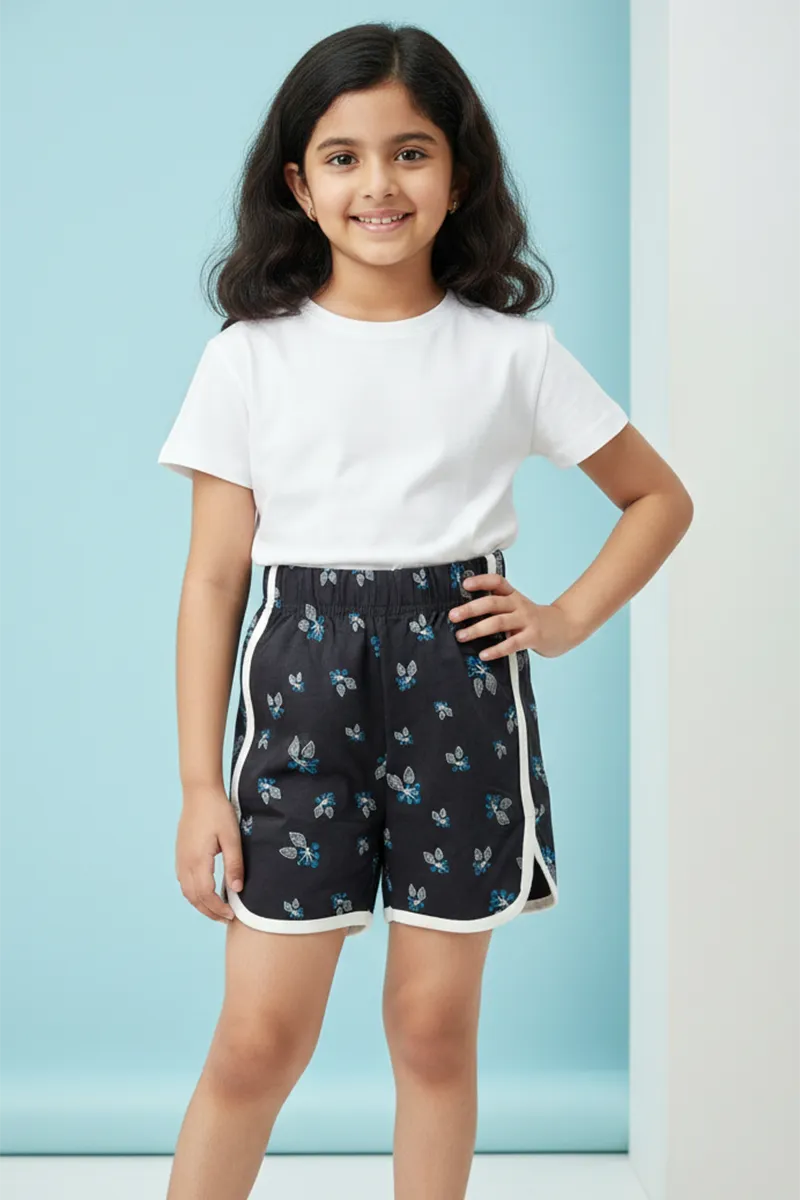Printed Shorts for Girls - Black