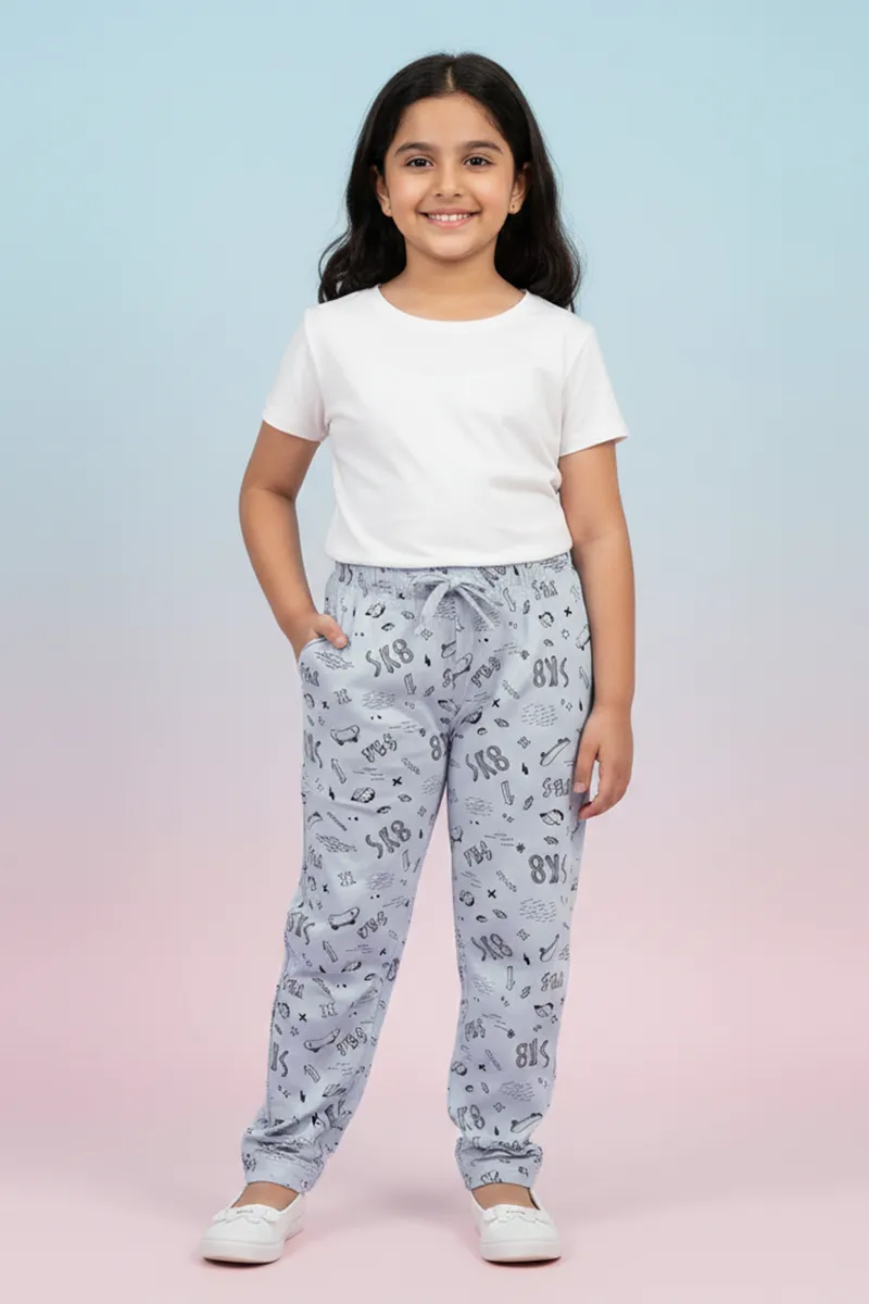 Printed Capri for Girls - Light Grey CLGC002LIG1516