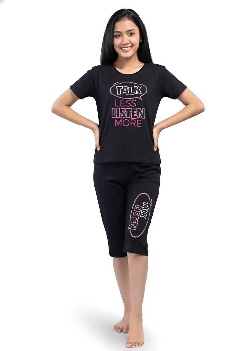 Printed Clothing Set for Girls -Black CLGCS0062BLA910Y
