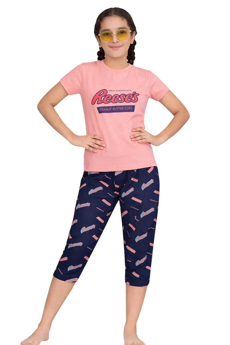 T-Shirt and Capri Pant Set for Girls CLGCS0084PEA1112