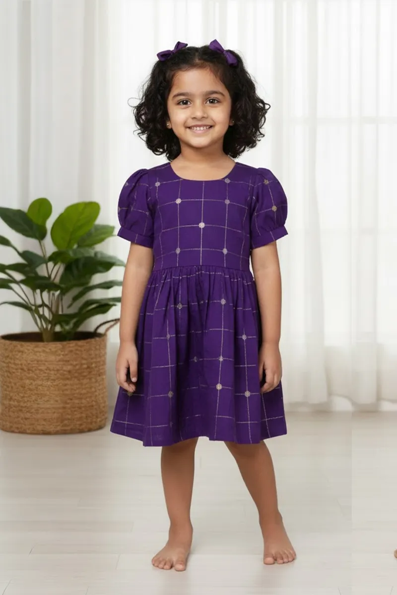 Raw Silk Festive Frock For Girls - Purple CLGD0043PUR23YR