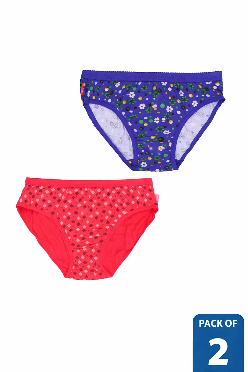 Girls Assorted Pack of 2 Printed Panties CLGIW0012MUL1516