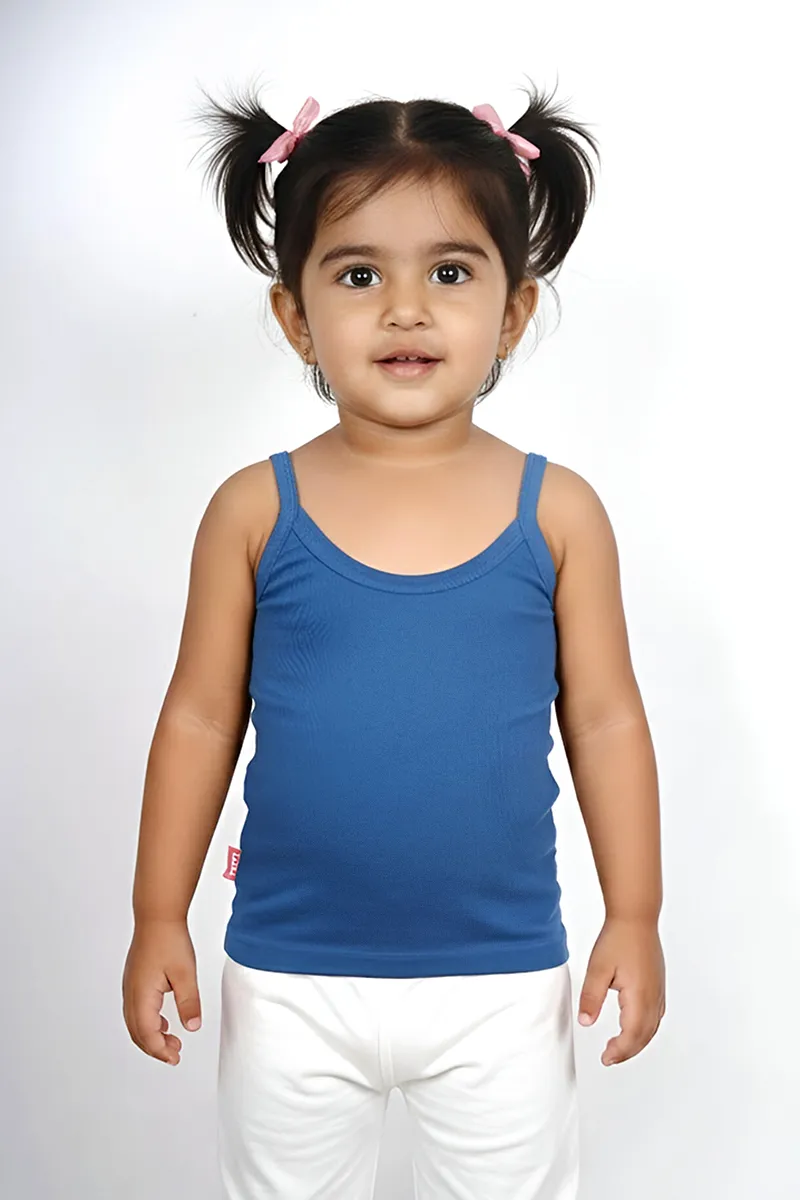 Cotton Solid Camisole for Girls - Blue CLGIW001BLU34YRS
