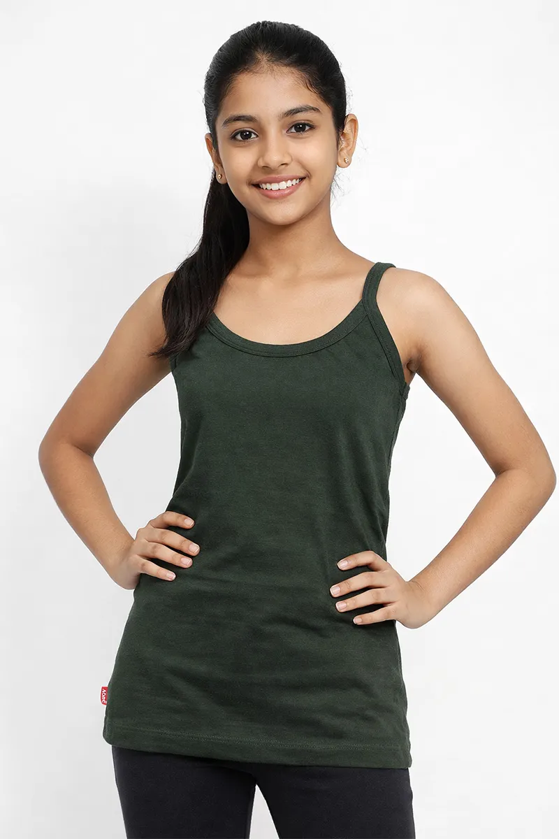 Cotton Solid Camisole for Girls - Bottle Green CLGIW001BOTGRN1416YRS