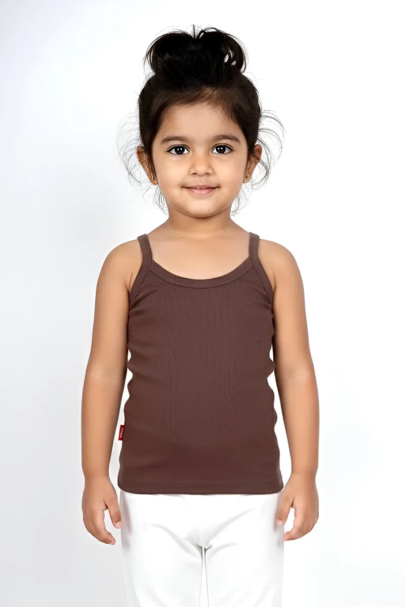Cotton Solid Camisole for Girls - Light Brown