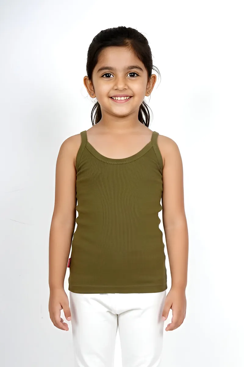 Cotton Solid Camisole for Girls - Olive CLGIW001OLI1416YRS