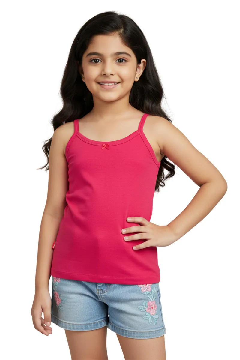 Cotton Solid Camisole for Girls - Pink CLGIW002PIN78YRS