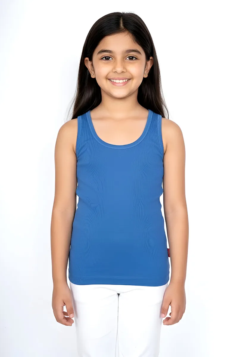 Cotton Solid Camisole for Girls - Blue CLGIW003BLU56YRS