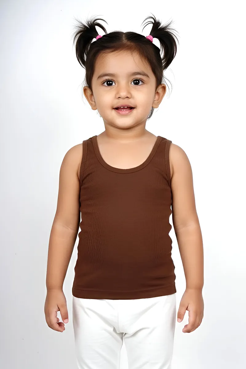 Cotton Solid Camisole for Girls - Brown CLGIW003BRO34YRS