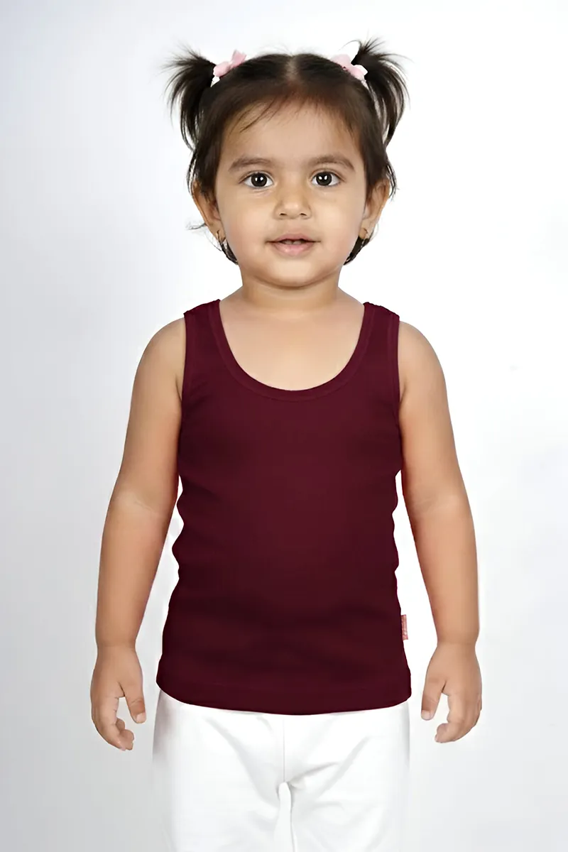 Cotton Solid Camisole for Girls - Burgundy CLGIW003BUR34YRS
