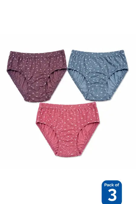 Pack of 3 Assorted Cotton Printed Panties for Girls - Multicolor