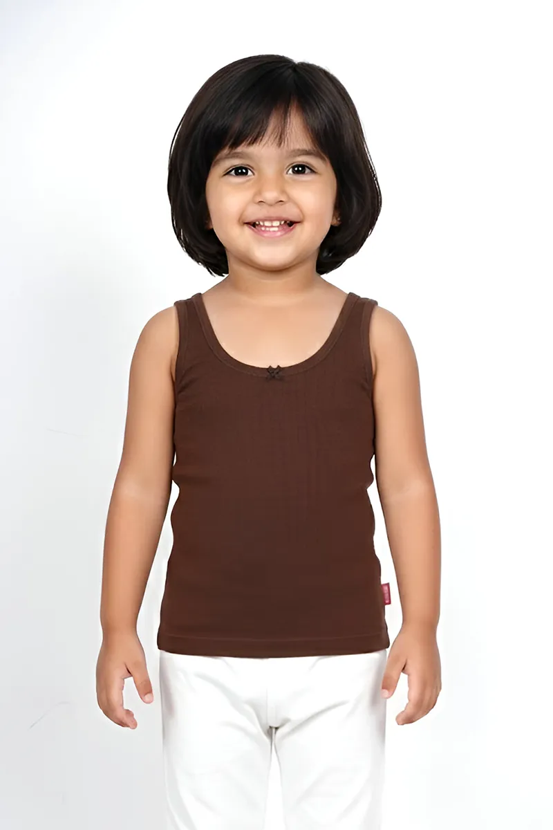 Cotton Solid Camisole for Girls - Dark Brown