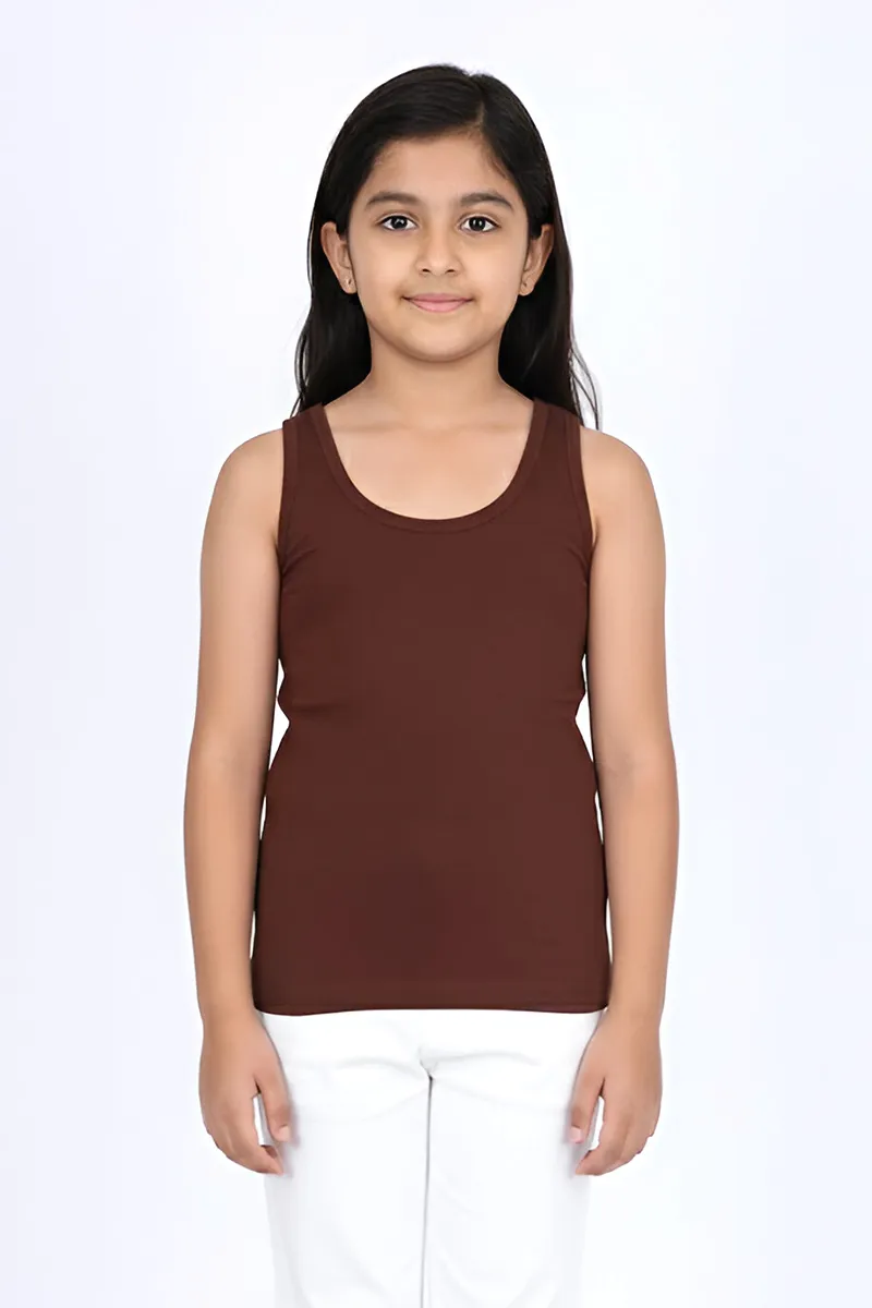 Cotton Solid Camisole for Girls - Brown CLGIW005BRO810YRS