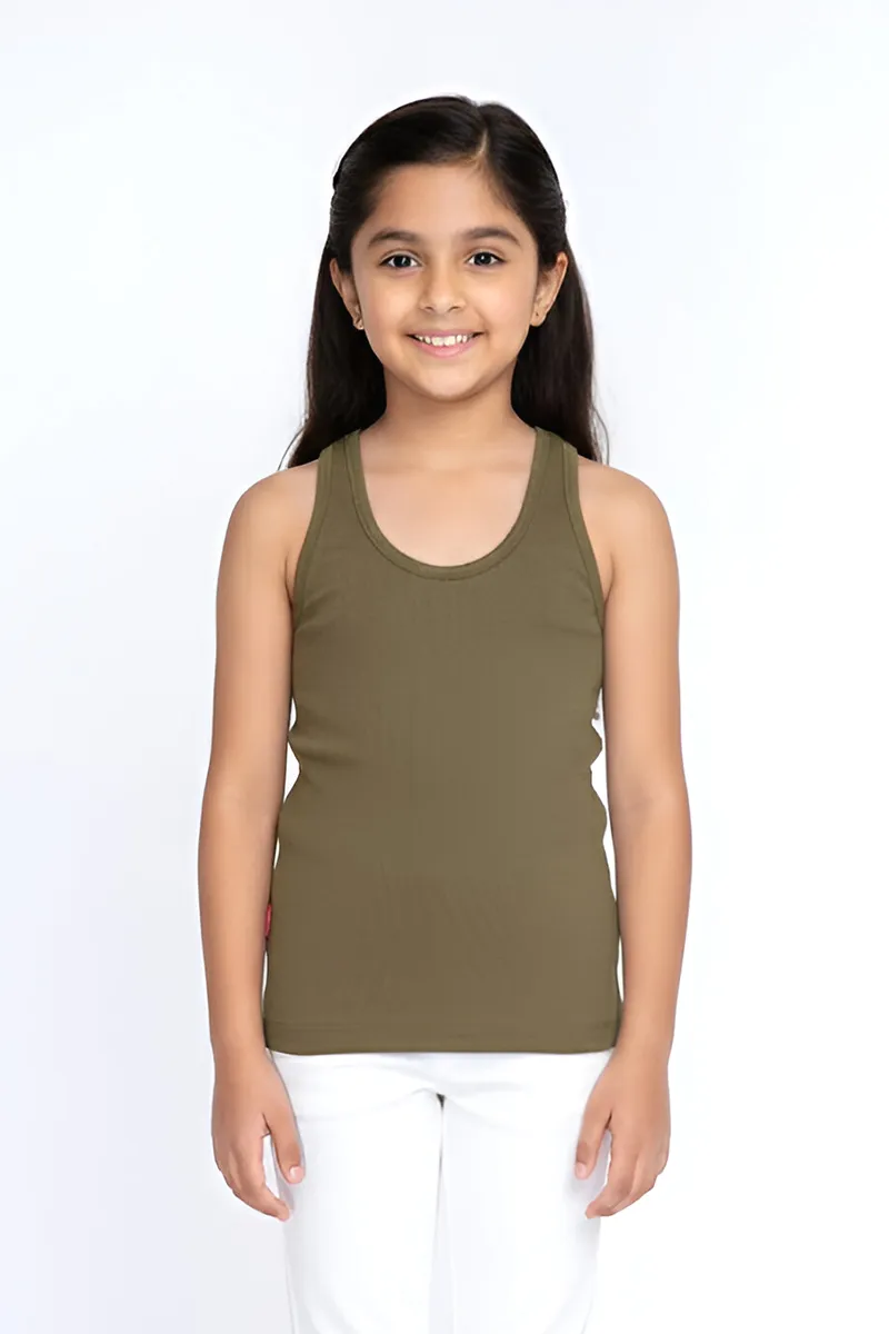Cotton Solid Camisole for Girls - Green CLGIW005GRN1012YRS