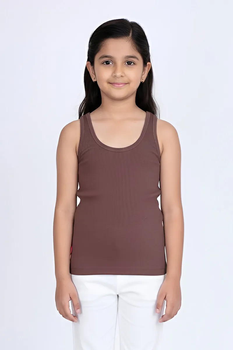 Cotton Solid Camisole for Girls - Light Brown CLGIW005LIGBRO1012YRS