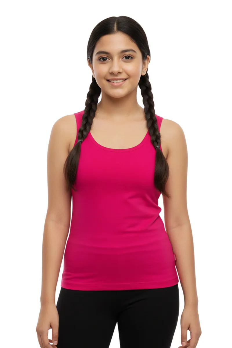 Cotton Solid Camisole for Girls - Deep Pink CLGIW006DEEPIN1416YRS