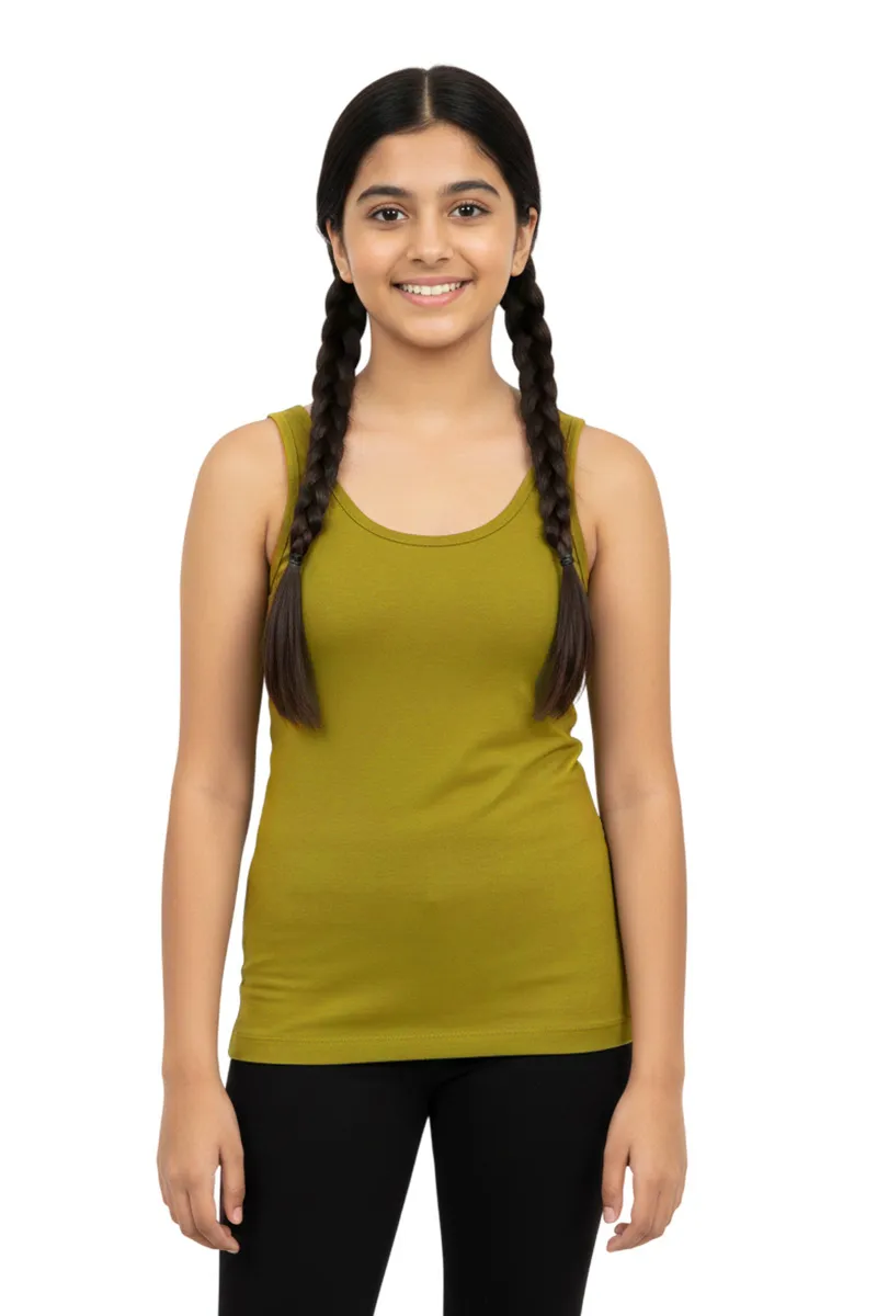 Cotton Solid Camisole for Girls - Light Green CLGIW006LIGGRN1416YRS