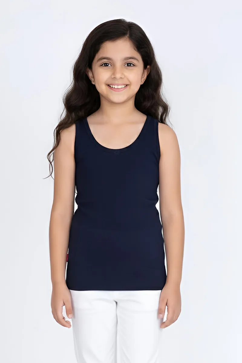 Cotton Solid Camisole for Girls - Navy Blue CLGIW006NAVBLU1416YRS