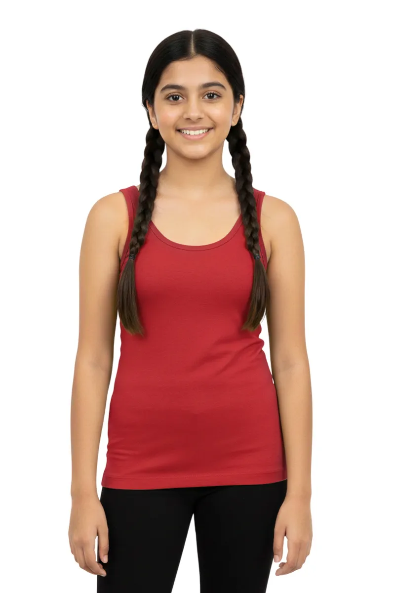Cotton Solid Camisole for Girls - Red CLGIW006RED1416YRS