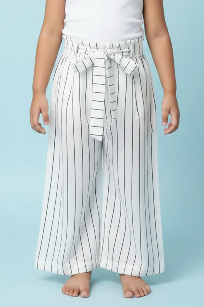 Girl's Rayon Printed Wide Leg Palazzo - White CLGP005WHI1718YR