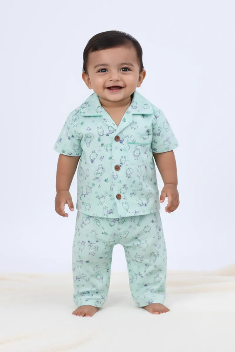 Girl's Cotton Printed Pyjama Set - Green CLGPS003GRN56YR