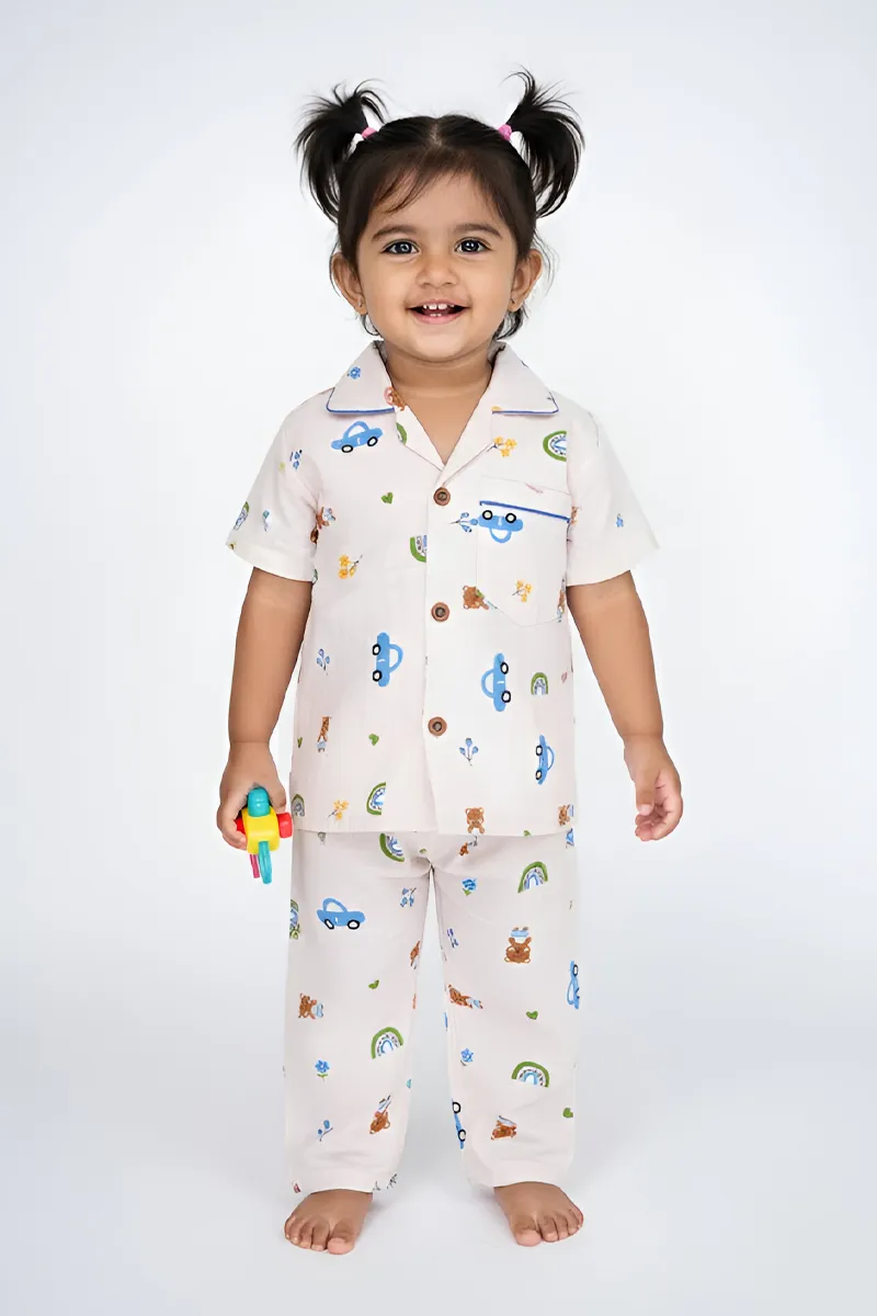 Girl's Cotton Printed Pyjama Set - Baby Pink CLGPS004BABPIN56YR