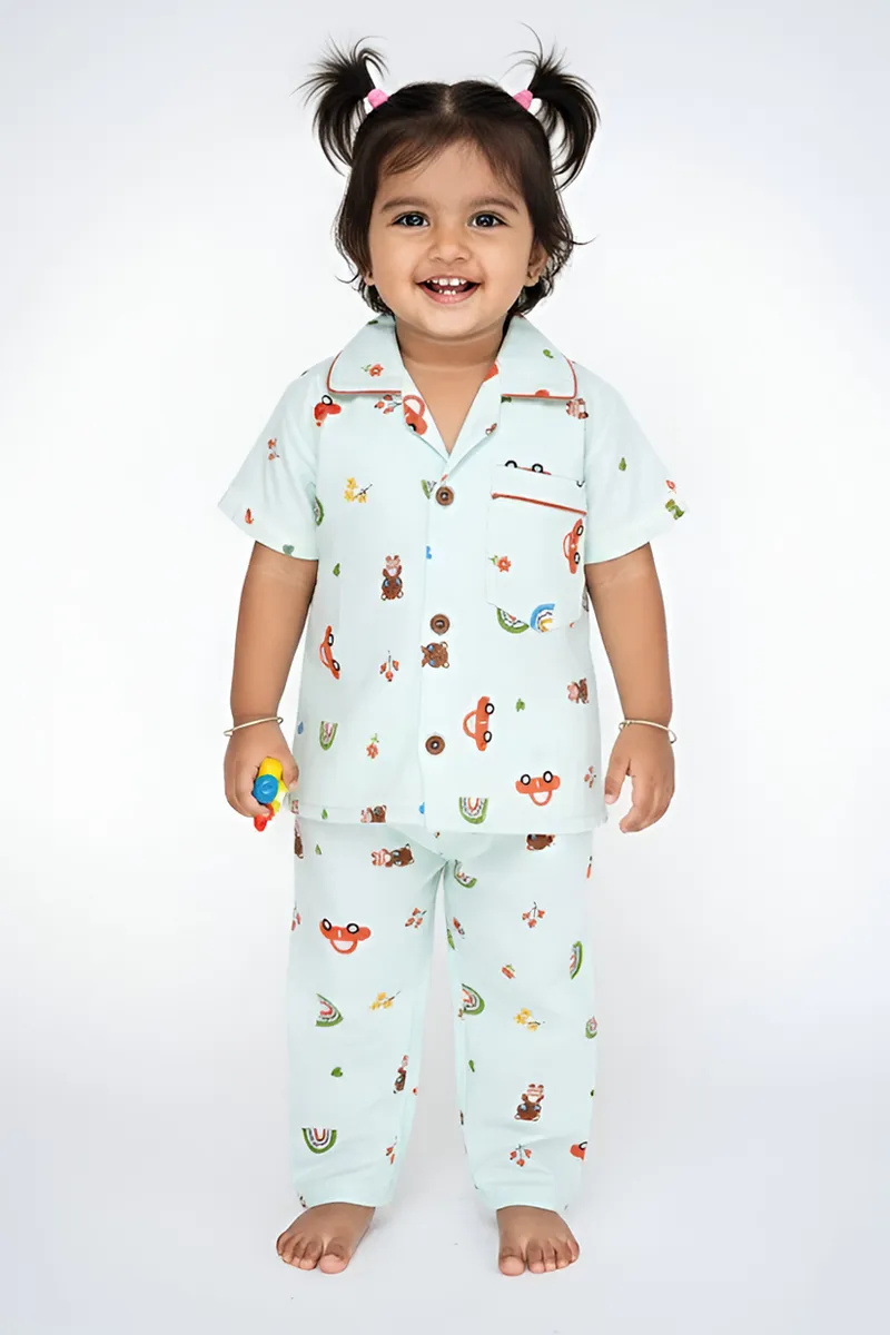 Girl's Cotton Printed Pyjama Set - Green CLGPS004GRN56YR