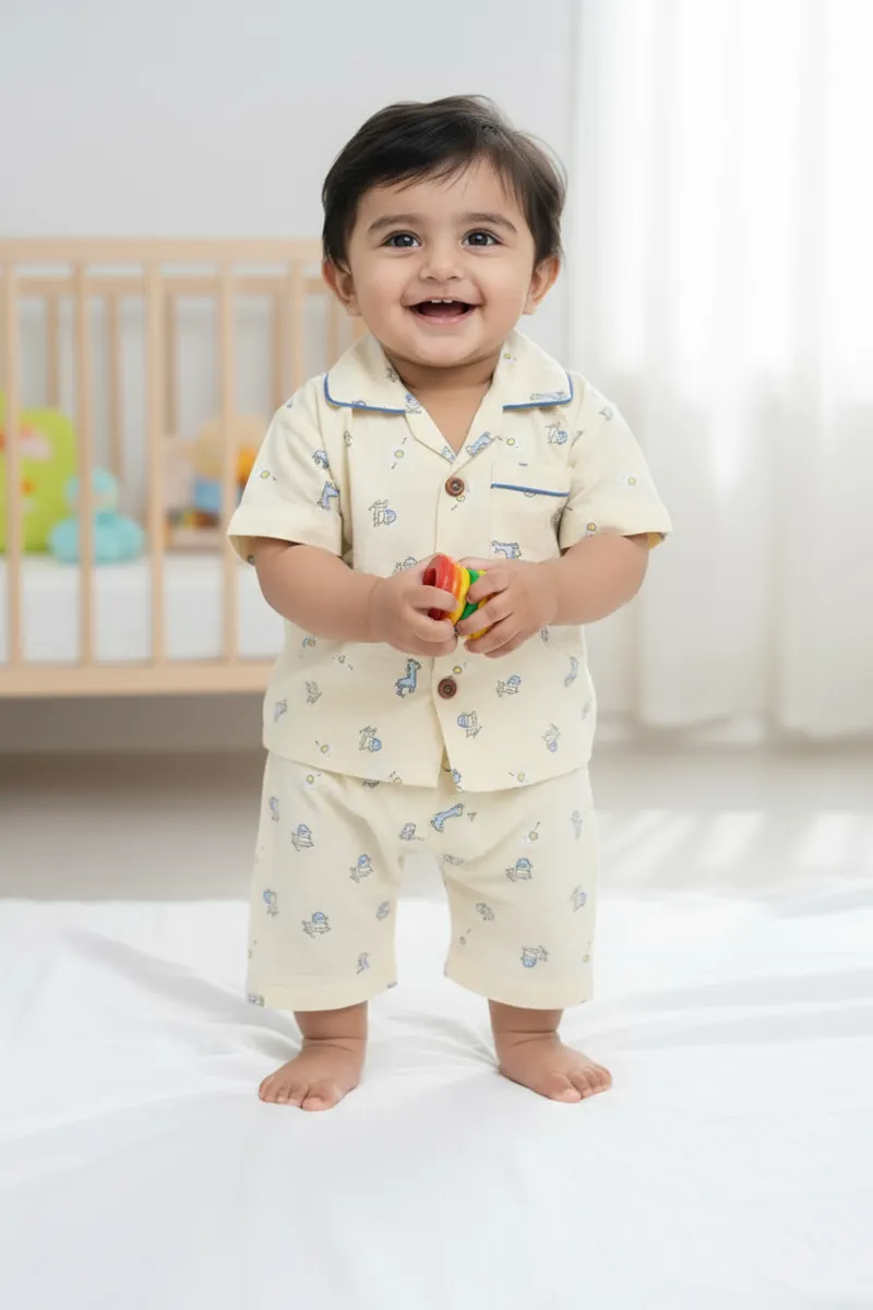 Girl's Cotton Printed Pyjama Set - Yellow CLGPS005YEL56YR