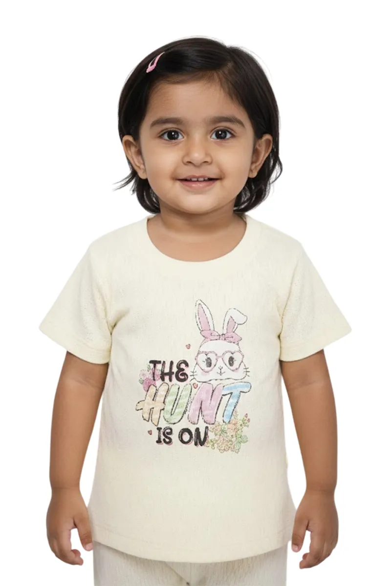 Girl's Cotton Blend Graphic Printed Top - Light Yellow CLGT0011LIGYEL89YR