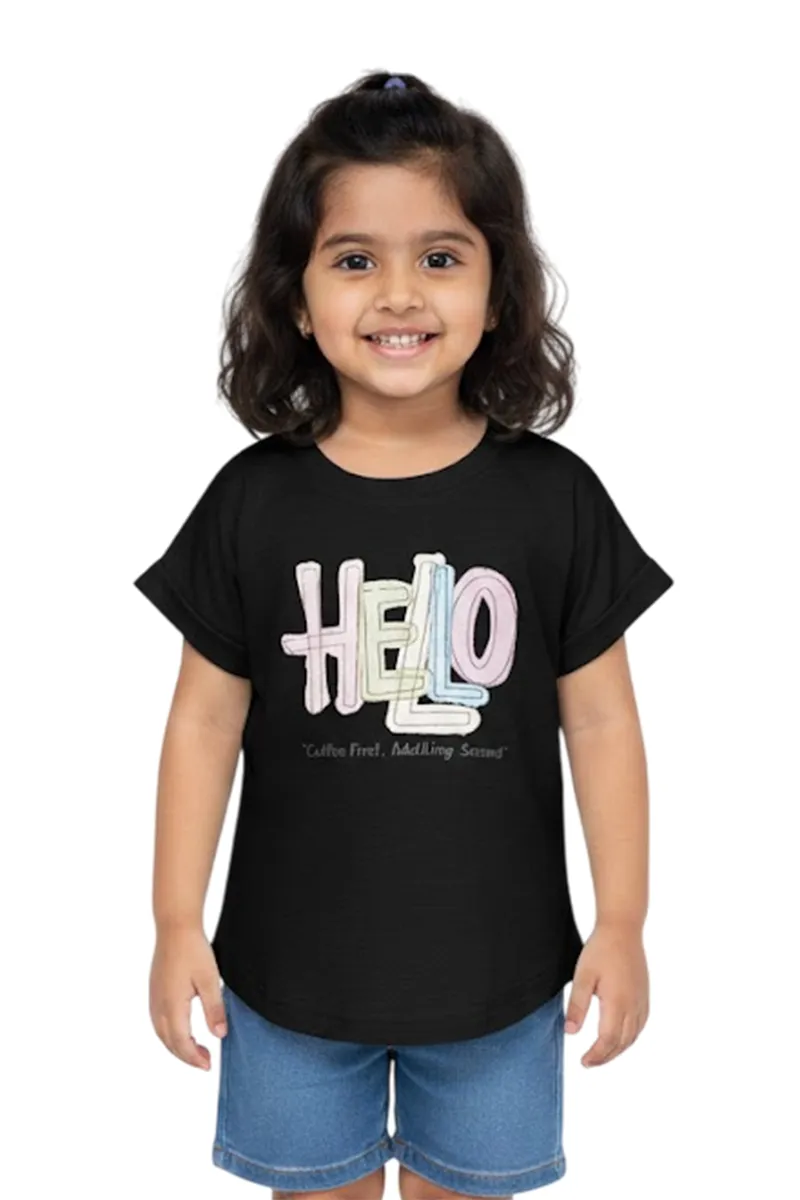 Girl's Cotton Blend Graphic Printed Top - Black CLGT0014BLA67YR