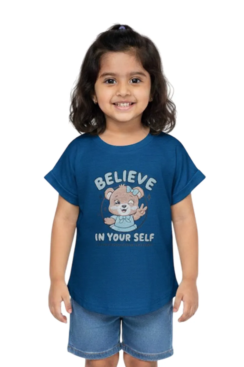 Girl's Cotton Blend Graphic Printed Top - Teal CLGT0015TEA78YR