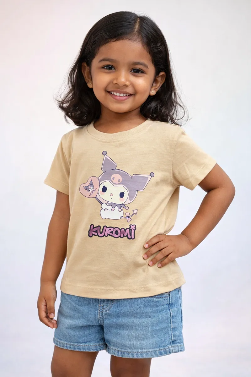 Lycra Printed T-Shirt for Girls - Beige CLGT00180BEI34YR