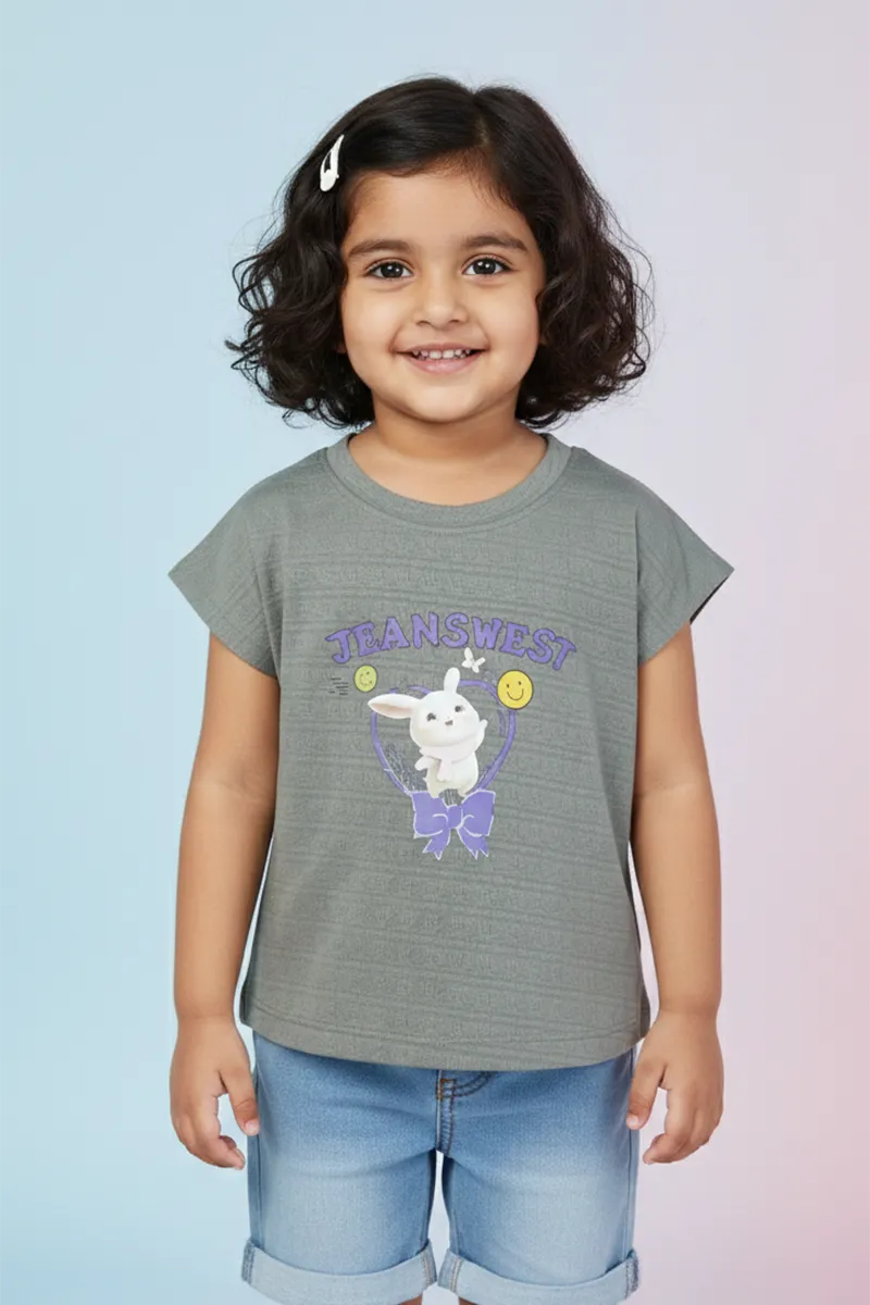 Lycra Printed T-Shirt for Girls - Sage