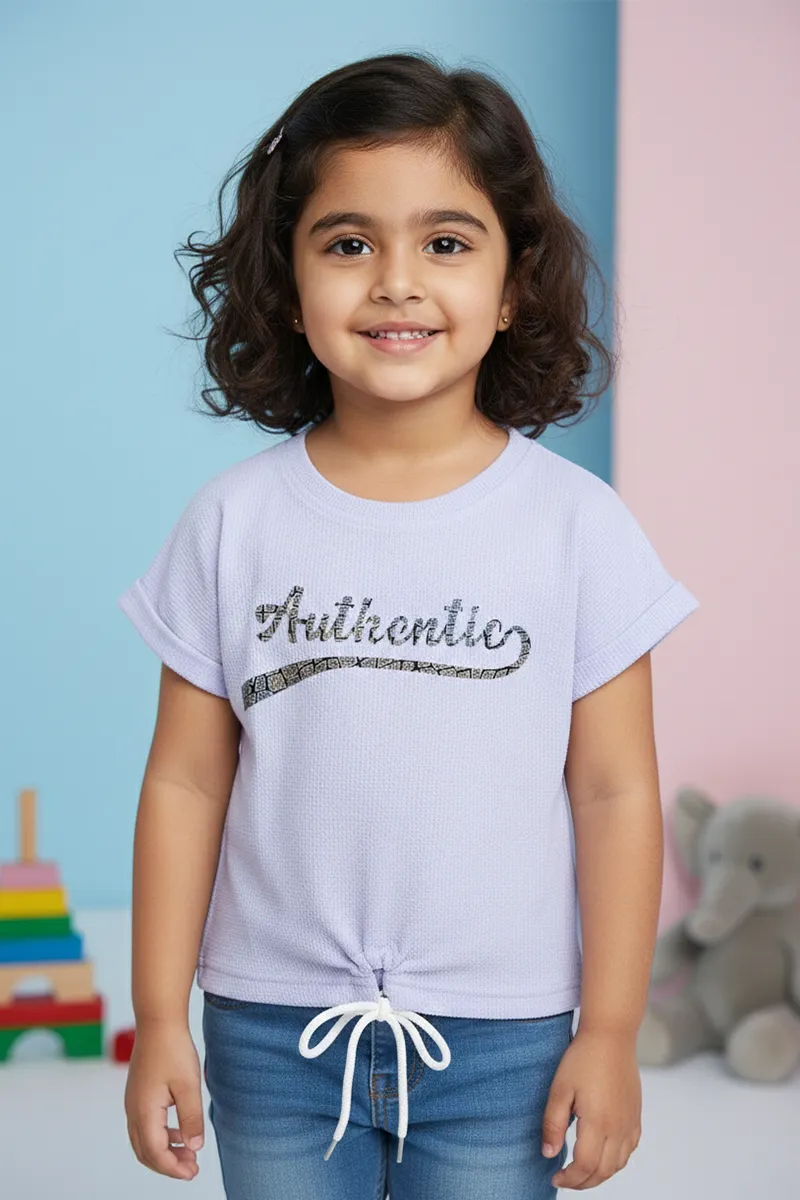 Printed Half-Sleeve T-Shirt for Girls - Lavendar CLGT00203LAV34YR