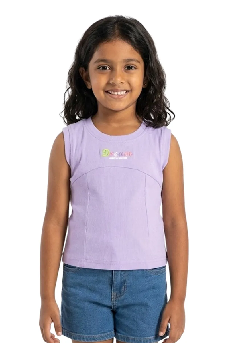 Girl's Cotton Typographic Printed T-Shirt - Lavender CLGT0021LAV78YR