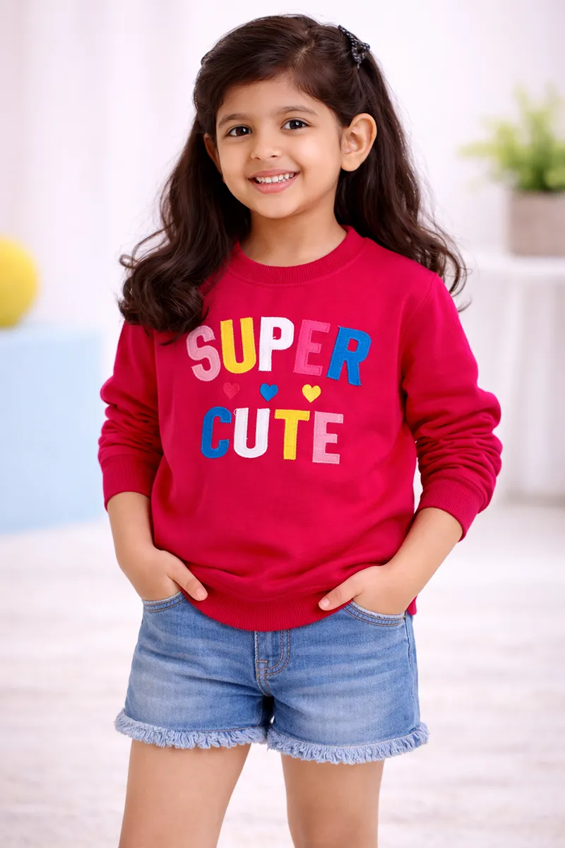 Hooded Sweatshirt for Girls - Deep Pink