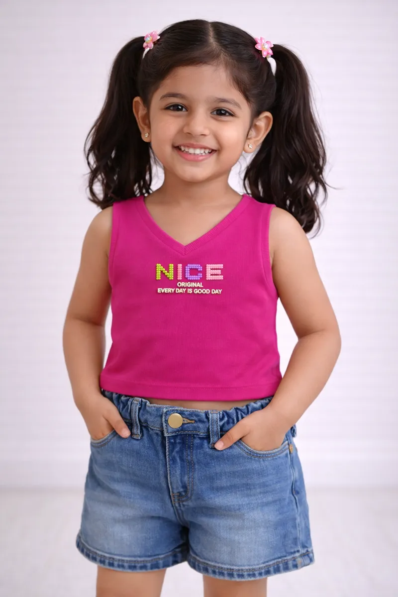 Girl's Cotton Typographic Printed T-Shirt - Pink CLGT0022PIN1011YR