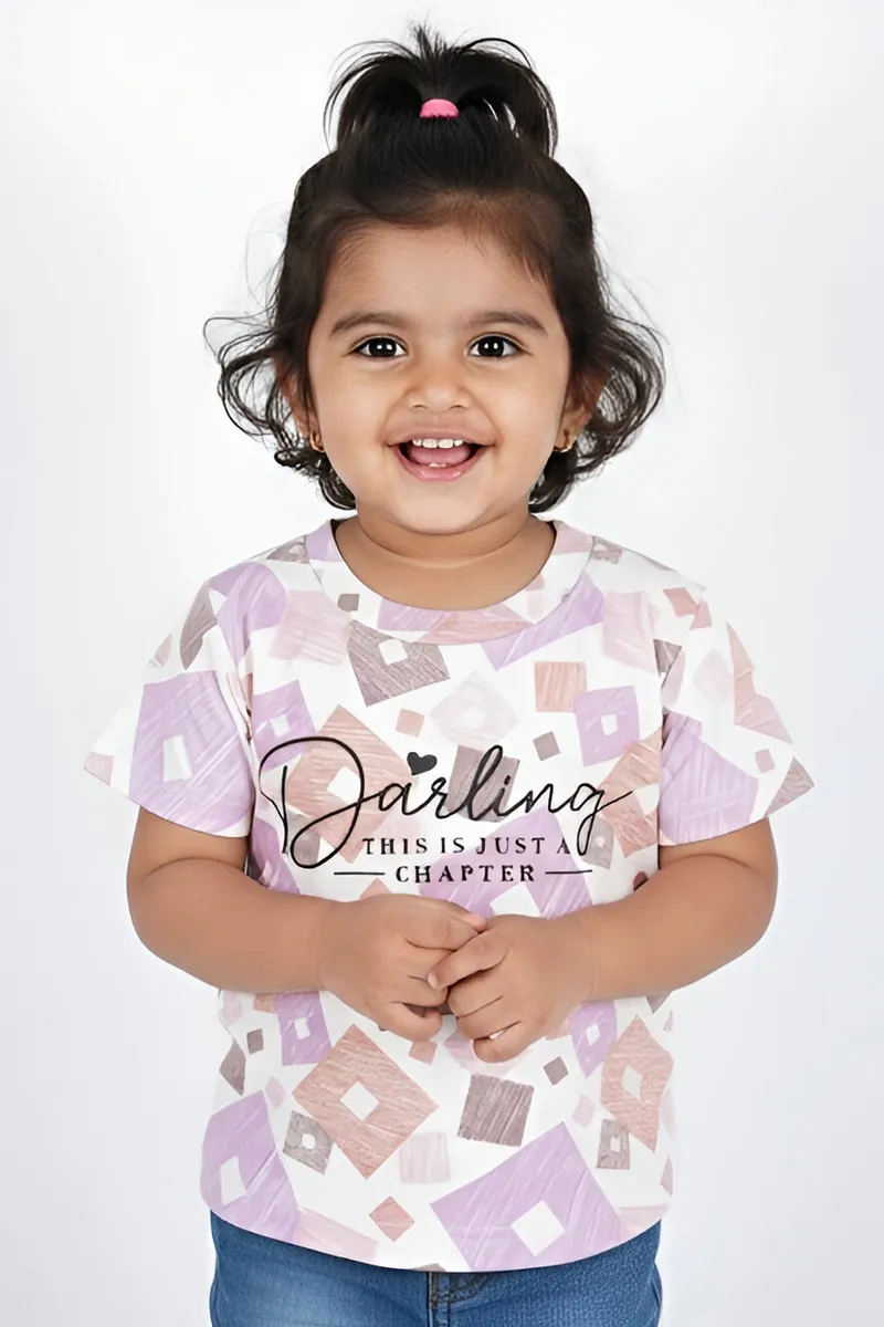 Printed T-Shirt for Girls - Mauve CLGT0029MAU34YR
