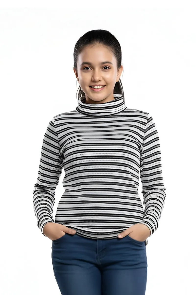 High Neck T-Shirt for Girls - Black CLGT00347BLA1516