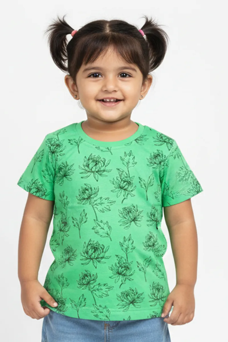 Printed T-Shirt for Girls -Green