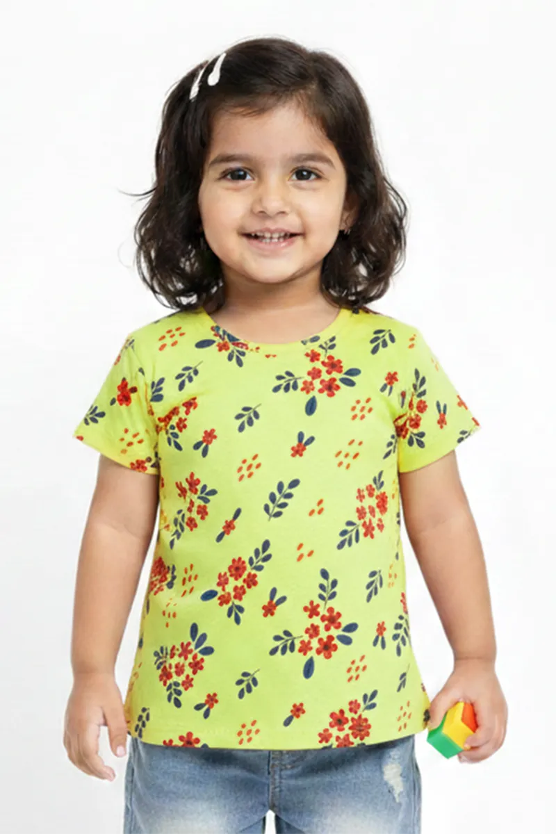 Printed T-Shirt for Girls -Yellow