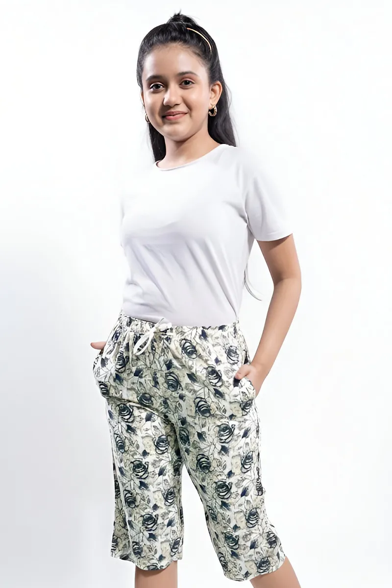 Printed Capri Pant for Girls -Blue