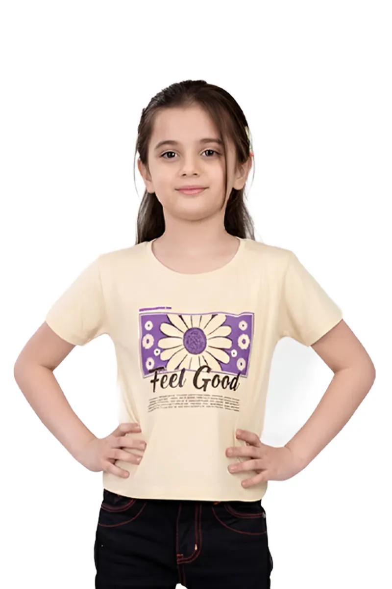 Printed T-Shirt for Girls - Cream CLGT00487CRE23YR