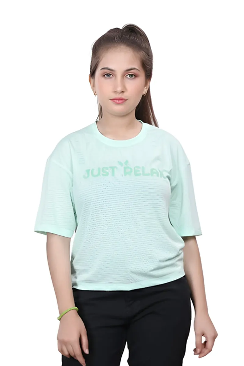 Drop Shoulder T-Shirt for Girls - Green