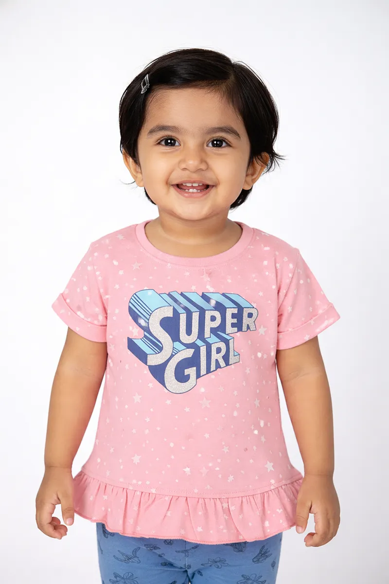 Printed T-Shirt for Girls - Peach