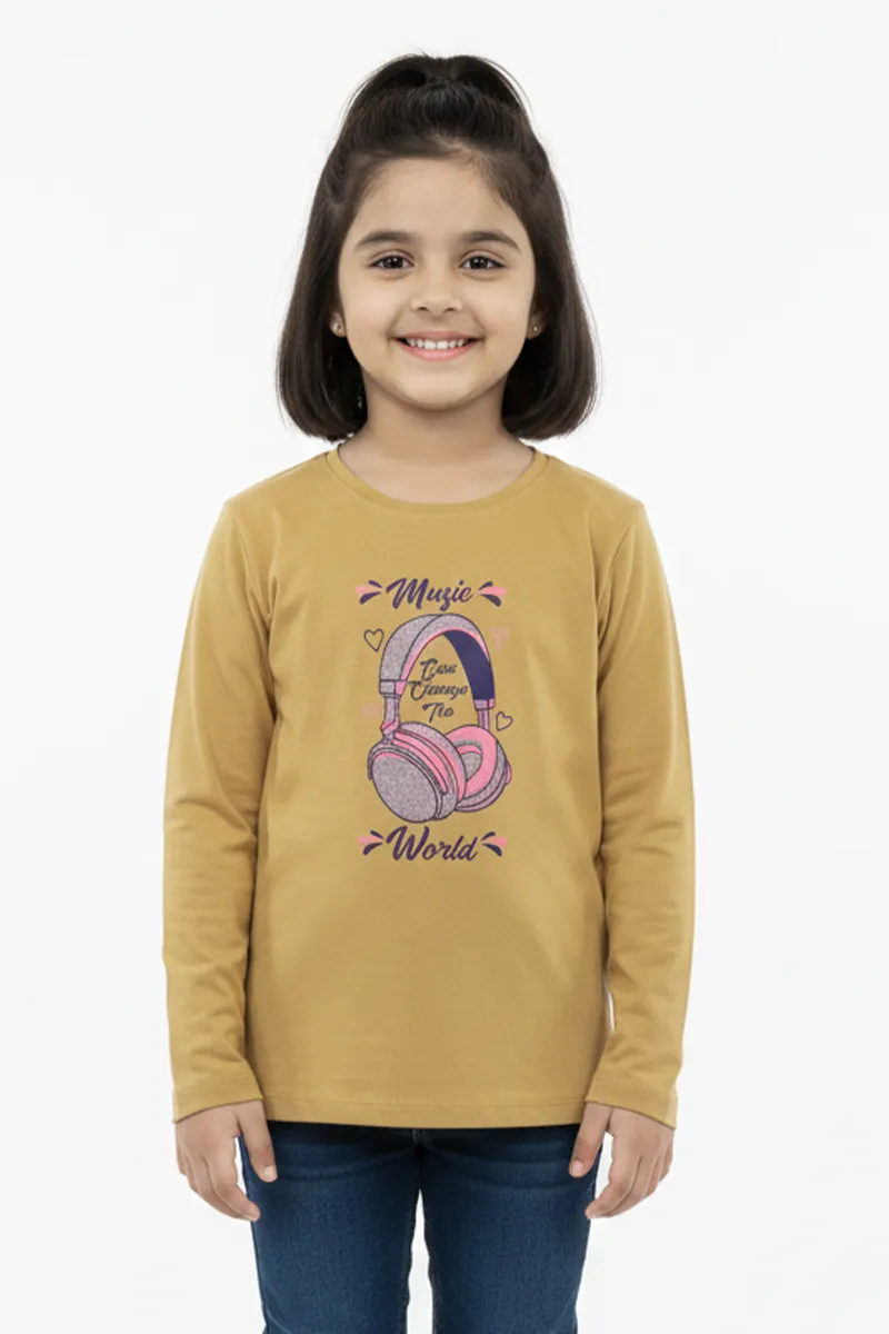 Printed T-Shirt for Girls - Beige