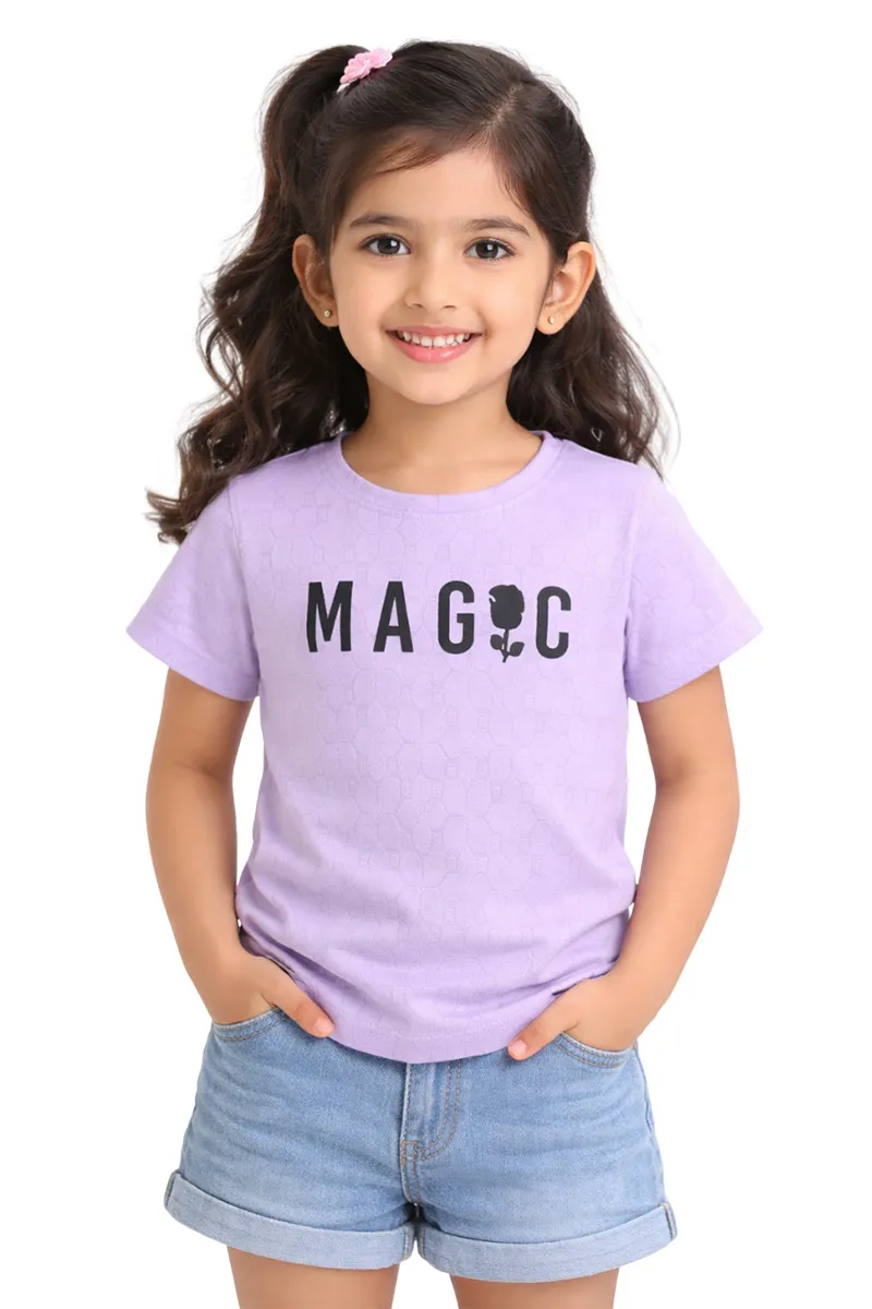 Printed T-Shirt for Girls - Lavendar