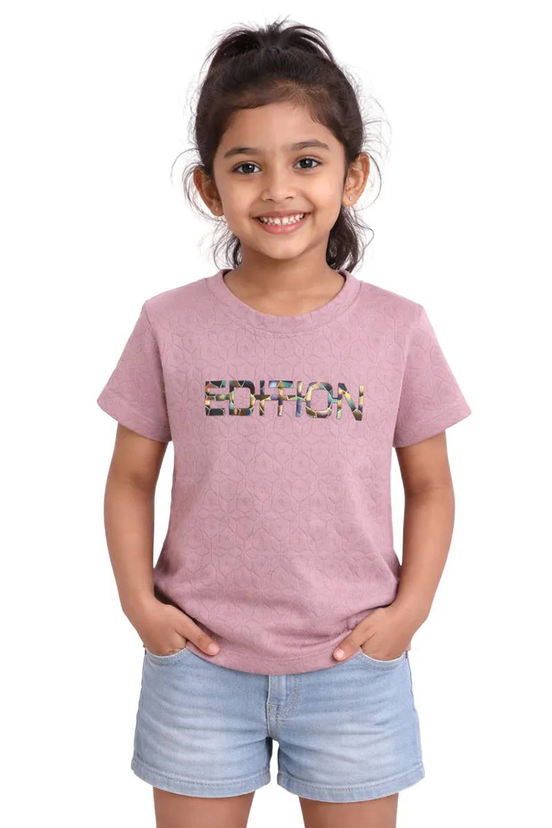 Printed T-Shirt for Girls - Dusty Pink