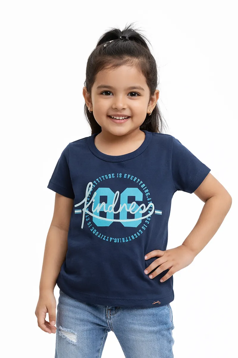 Printed T-Shirt for Girls - Navy Blue